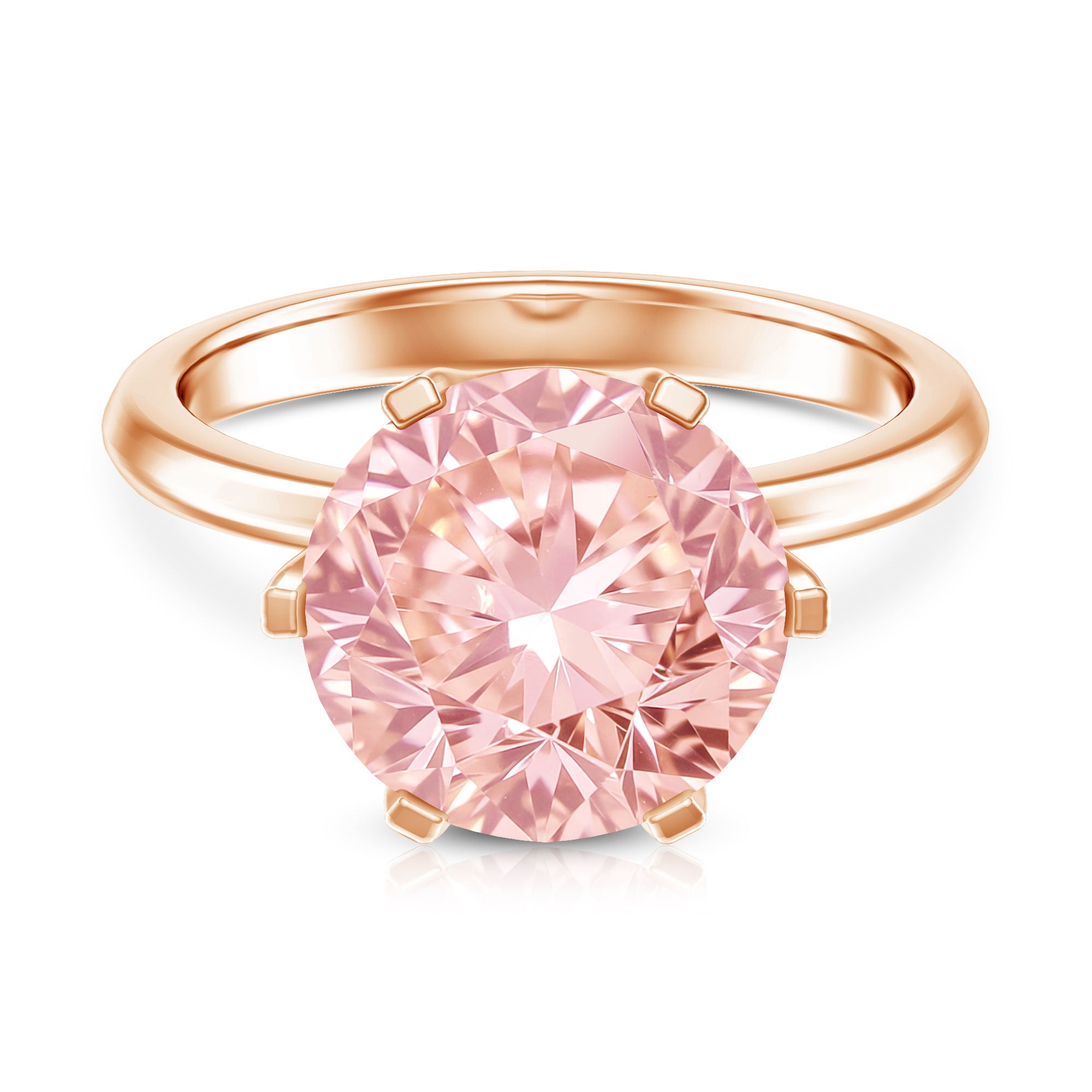 Rosec Jewels-Round 5 Carat Lab Grown Pink Diamond Solitaire Engagement Ring with IGI Certificate