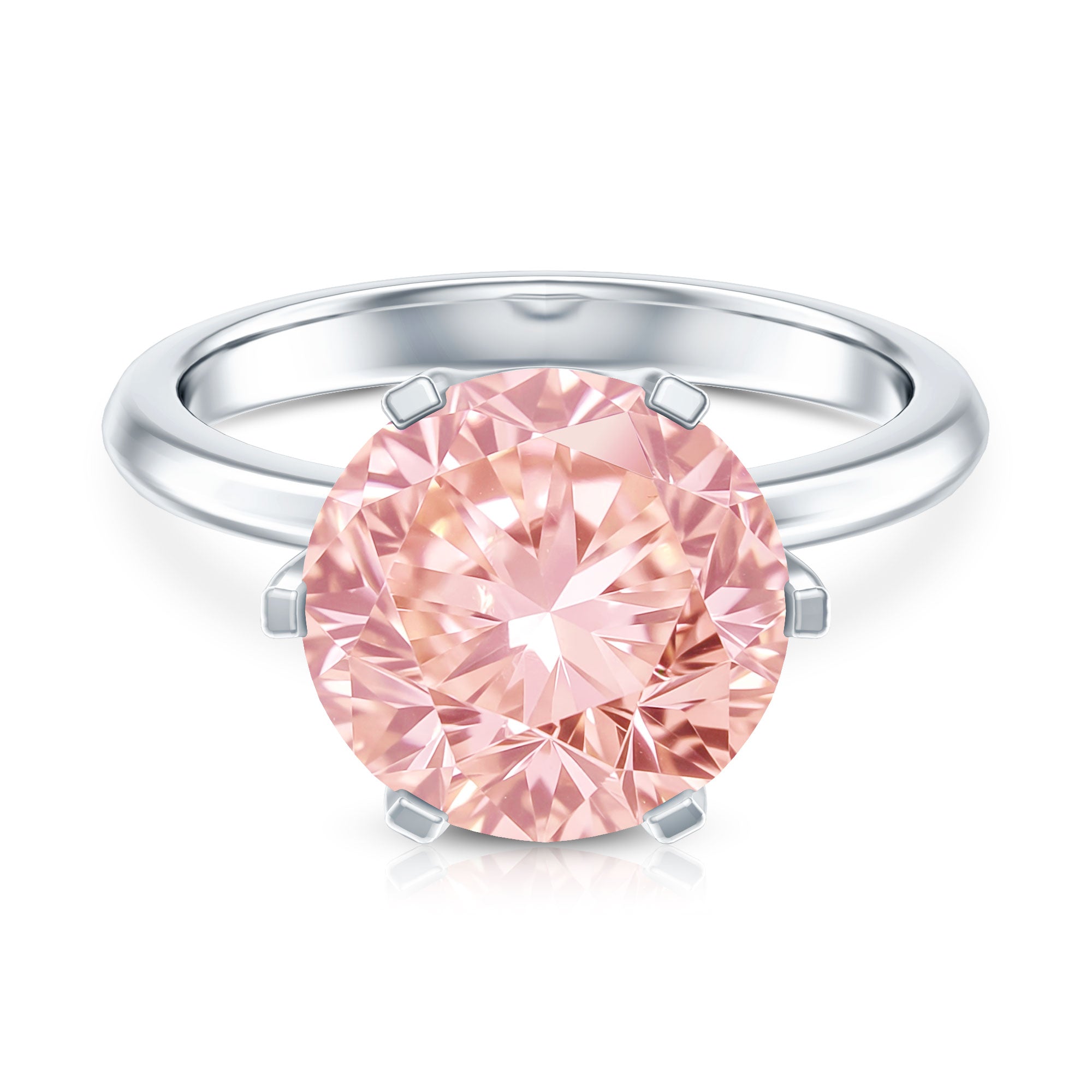 Rosec Jewels-Round 5 Carat Lab Grown Pink Diamond Solitaire Engagement Ring with IGI Certificate