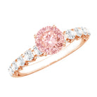Rosec Jewels-IGI Certified 1 Carat Lab Grown Pink and White Diamond Engagement Ring with Side Stones