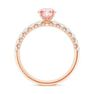 Rosec Jewels-IGI Certified 1 Carat Lab Grown Pink and White Diamond Engagement Ring with Side Stones