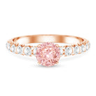 Rosec Jewels-IGI Certified 1 Carat Lab Grown Pink and White Diamond Engagement Ring with Side Stones