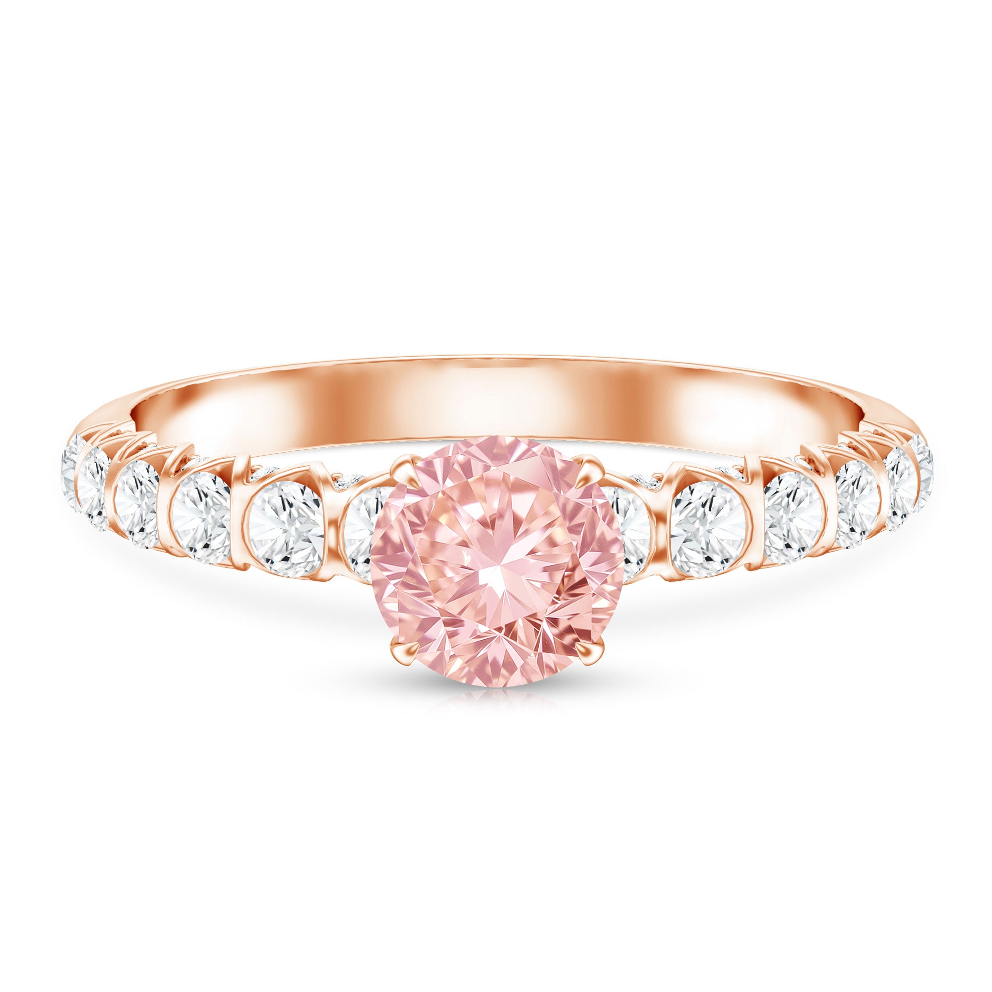 Rosec Jewels-IGI Certified 1 Carat Lab Grown Pink and White Diamond Engagement Ring with Side Stones