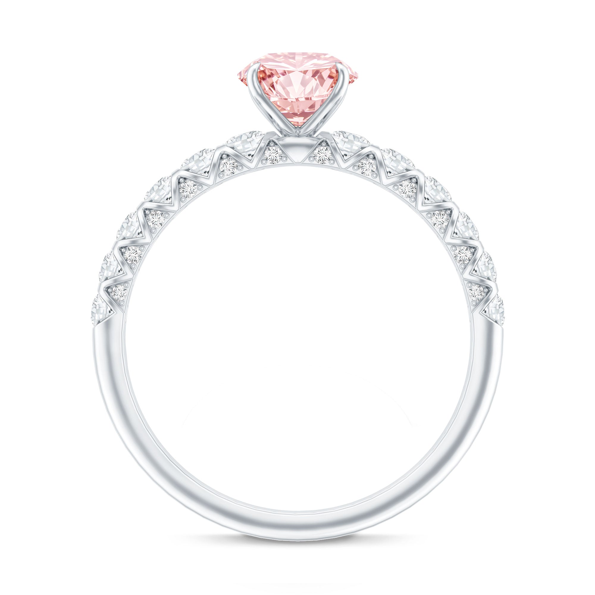 Rosec Jewels-IGI Certified 1 Carat Lab Grown Pink and White Diamond Engagement Ring with Side Stones