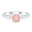 Rosec Jewels-IGI Certified 1 Carat Lab Grown Pink and White Diamond Engagement Ring with Side Stones