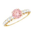 Rosec Jewels-IGI Certified 1 Carat Lab Grown Pink and White Diamond Engagement Ring with Side Stones