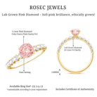 Rosec Jewels-IGI Certified 1 Carat Lab Grown Pink and White Diamond Engagement Ring with Side Stones