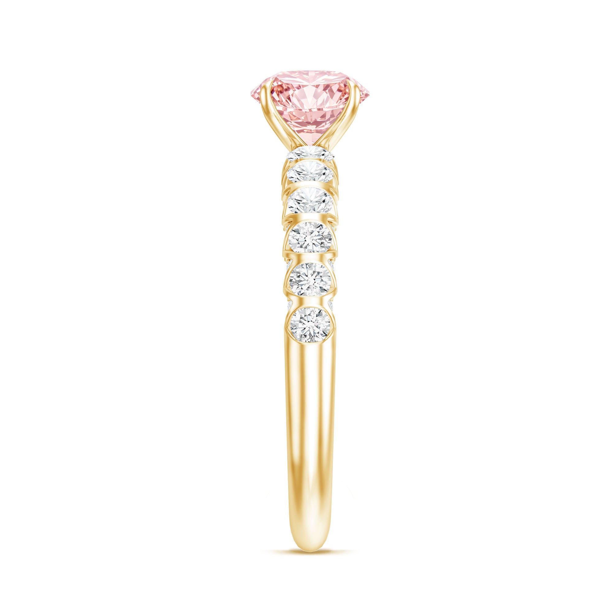 Rosec Jewels-IGI Certified 1 Carat Lab Grown Pink and White Diamond Engagement Ring with Side Stones