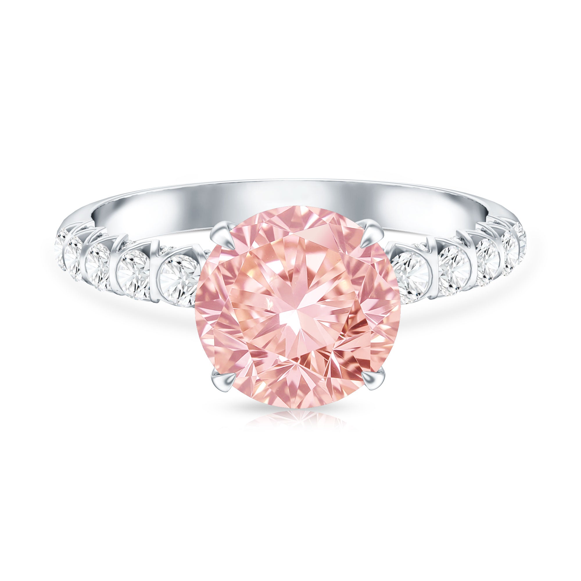 Rosec Jewels-2 Carat IGI Certified Lab Grown Pink and White Diamond Engagement Ring with Side Stones
