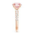 Rosec Jewels-Round 3 Carat Lab Pink Diamond Side Stone Engagement Ring with IGI Certificate