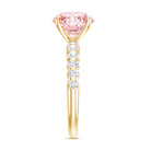 Rosec Jewels-Round 3 Carat Lab Pink Diamond Side Stone Engagement Ring with IGI Certificate