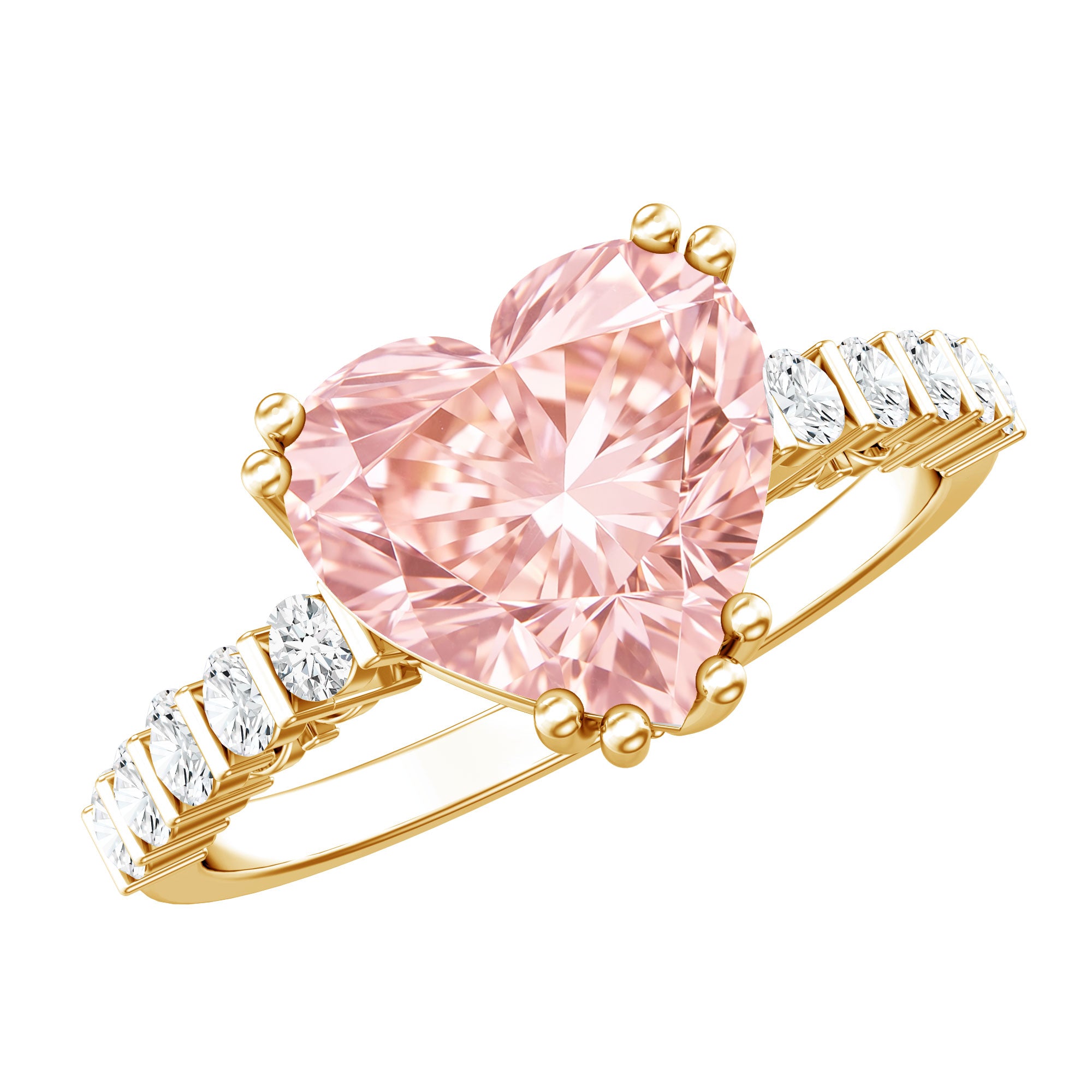 Rosec Jewels-IGI Certified 3 Carat Lab Grown Diamond Pink Heart Engagement Ring with Side Stones