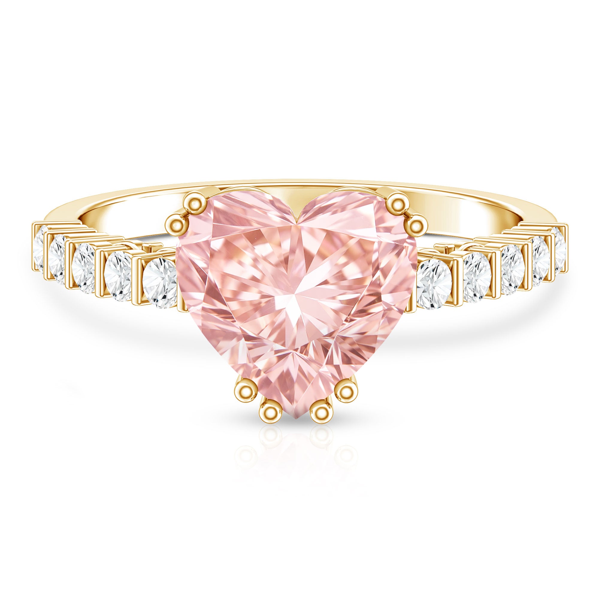Rosec Jewels-IGI Certified 3 Carat Lab Grown Diamond Pink Heart Engagement Ring with Side Stones
