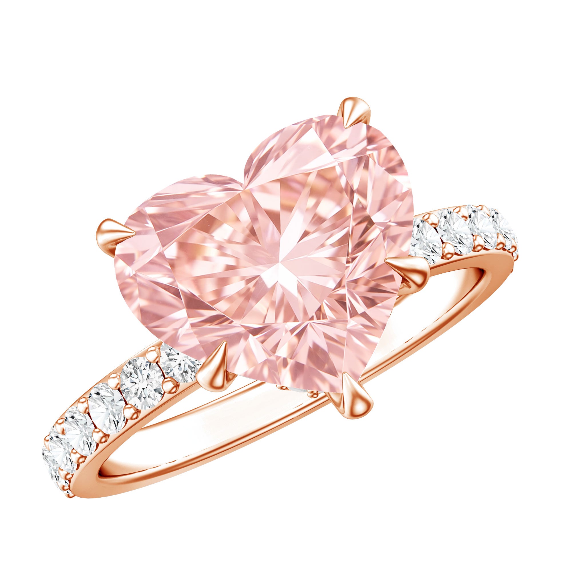 IGI Certified 4 Ct Lab Grown Pink Diamond Heart Engagement Ring with Hidden Halo Fancy Pink - VS1 - Rosec Jewels