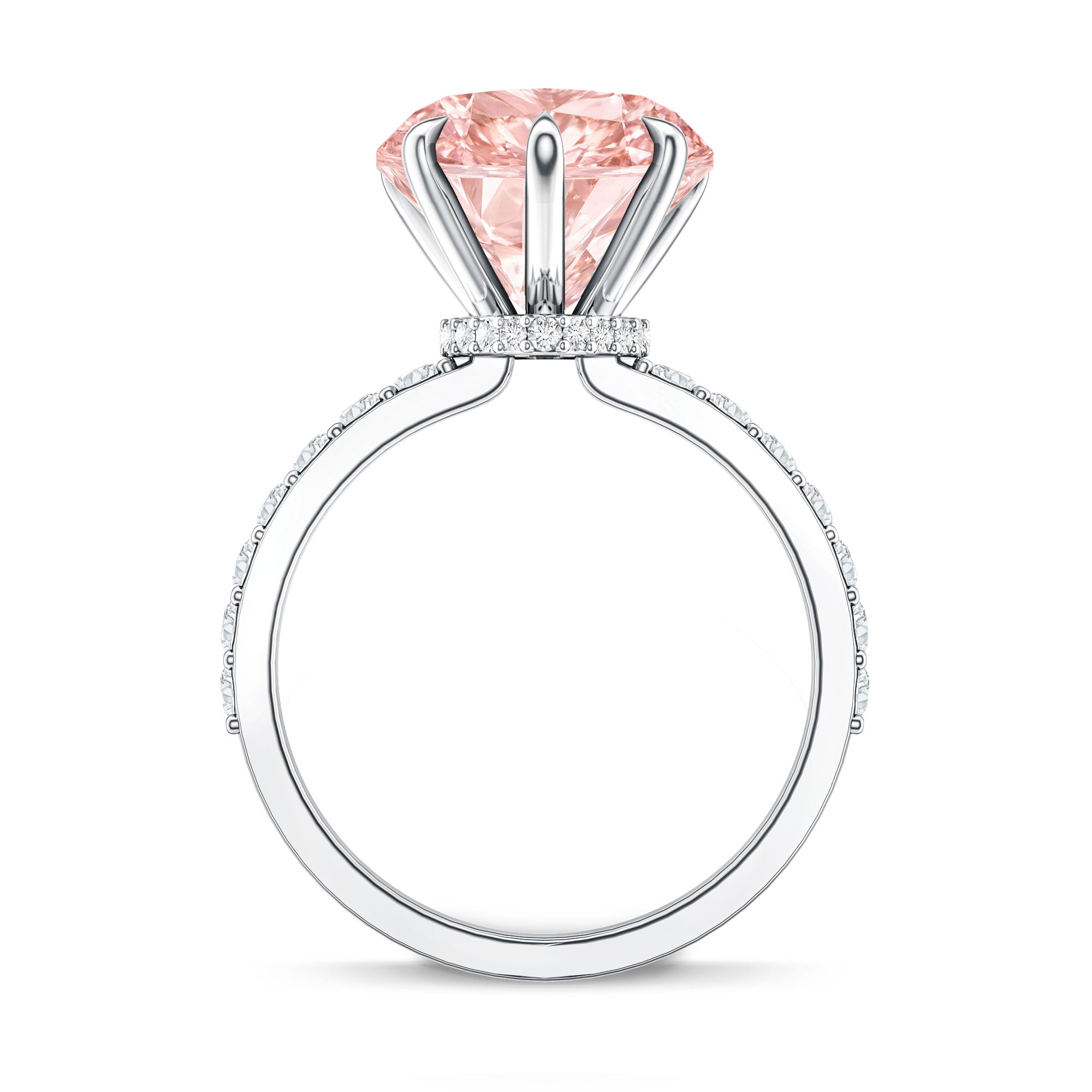 IGI Certified 4 Ct Lab Grown Pink Diamond Heart Engagement Ring with Hidden Halo Fancy Pink - VS1 - Rosec Jewels