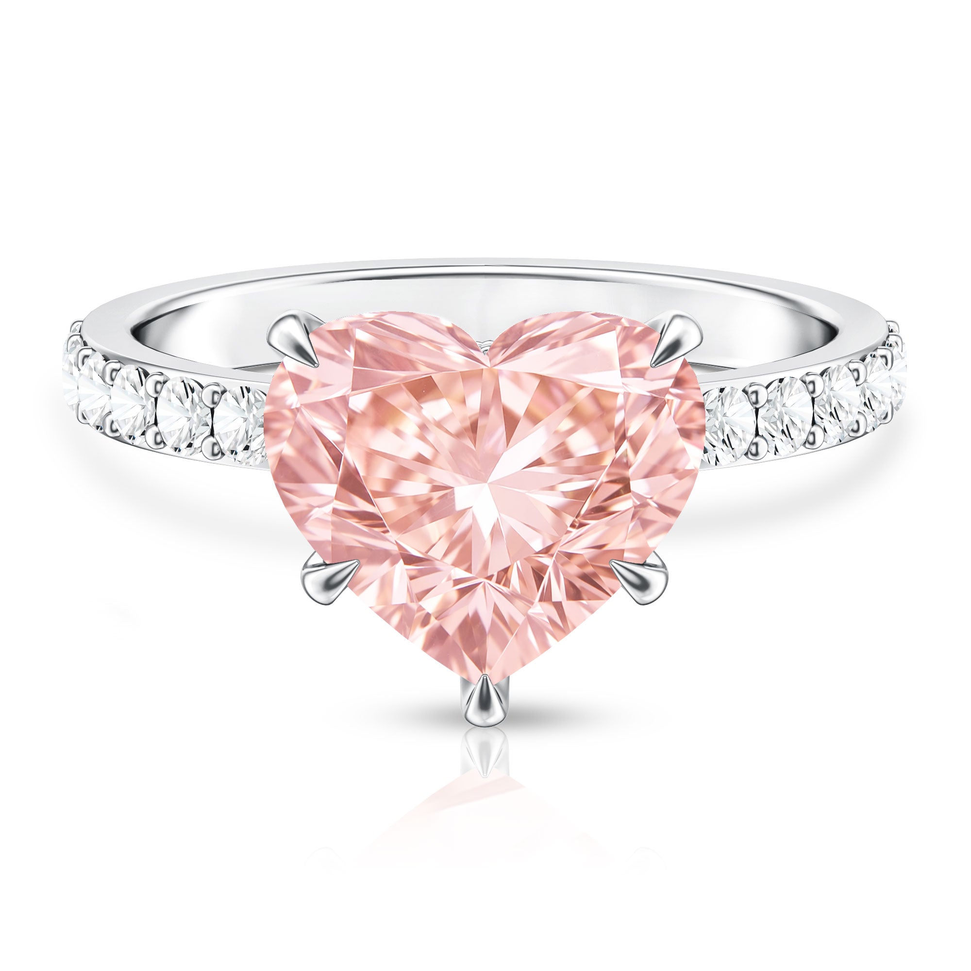 IGI Certified 4 Ct Lab Grown Pink Diamond Heart Engagement Ring with Hidden Halo Fancy Pink - VS1 - Rosec Jewels