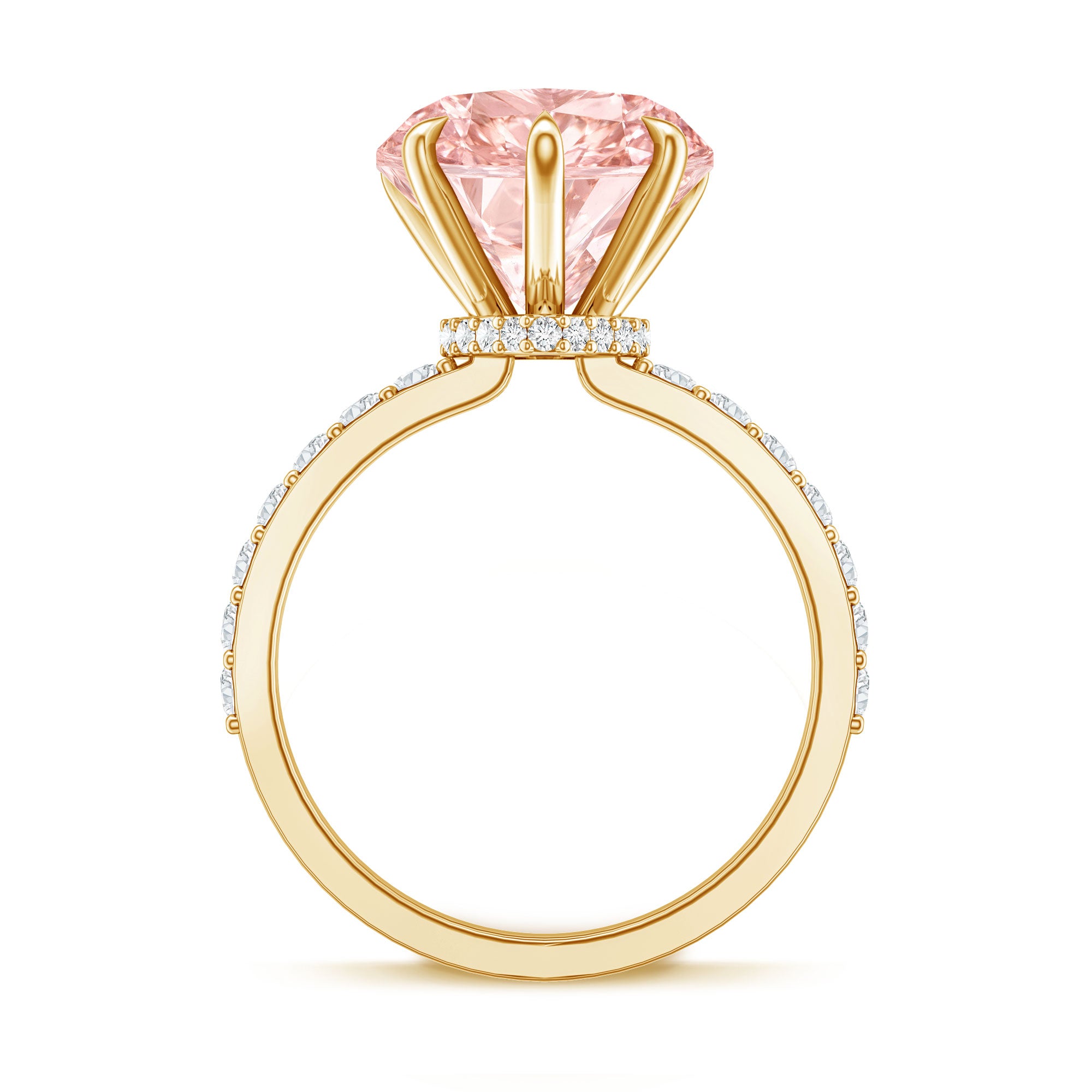 IGI Certified 4 Ct Lab Grown Pink Diamond Heart Engagement Ring with Hidden Halo Fancy Pink - VS1 - Rosec Jewels