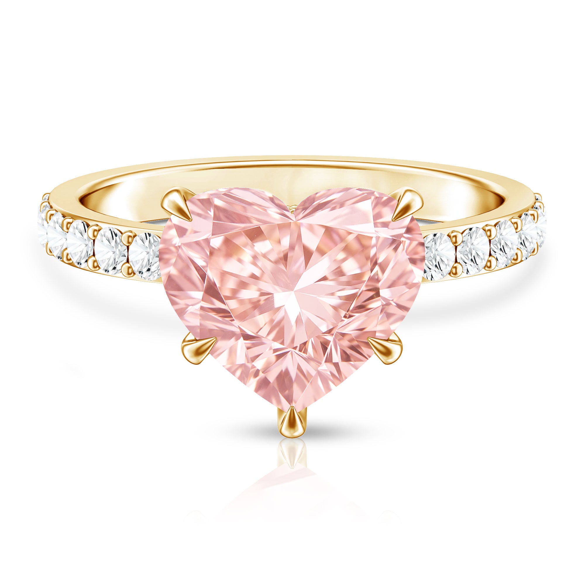 IGI Certified 4 Ct Lab Grown Pink Diamond Heart Engagement Ring with Hidden Halo Fancy Pink - VS1 - Rosec Jewels