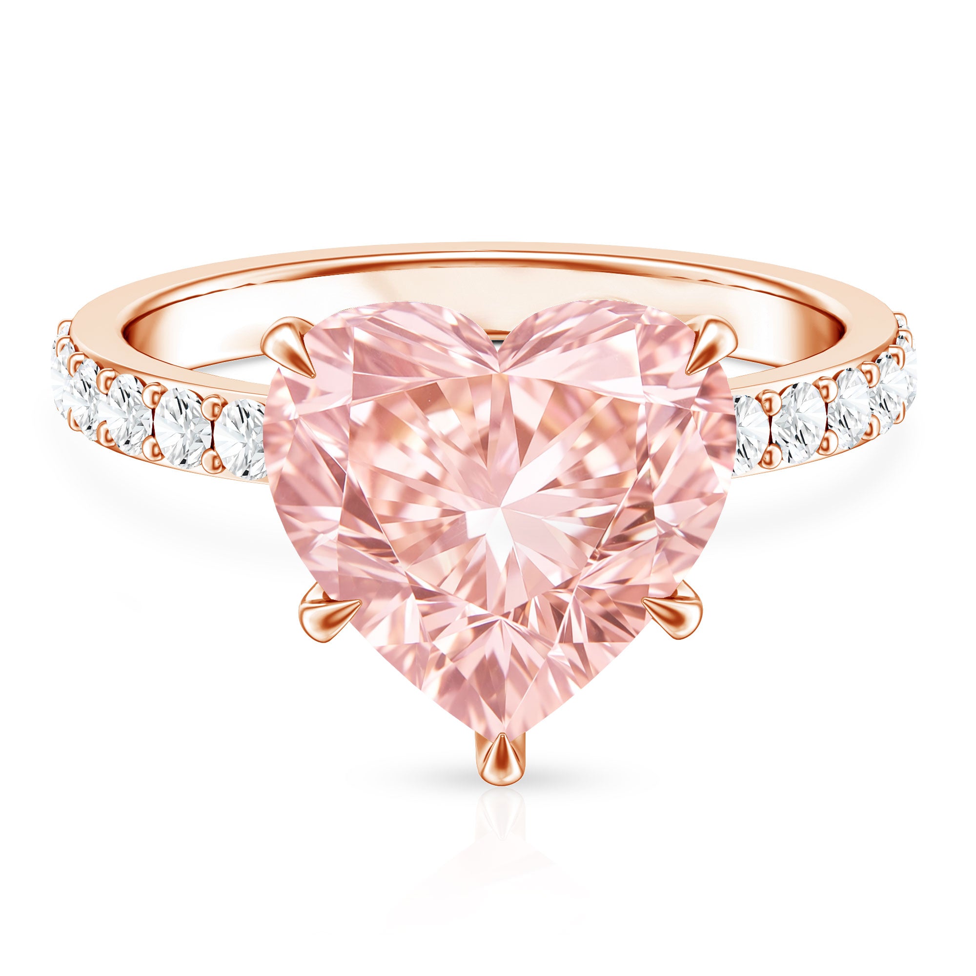 5 Carat Heart Shape Lab Grown Pink Diamond Huge Statement Ring with IGI Certificate Fancy Pink - VS1 - Rosec Jewels