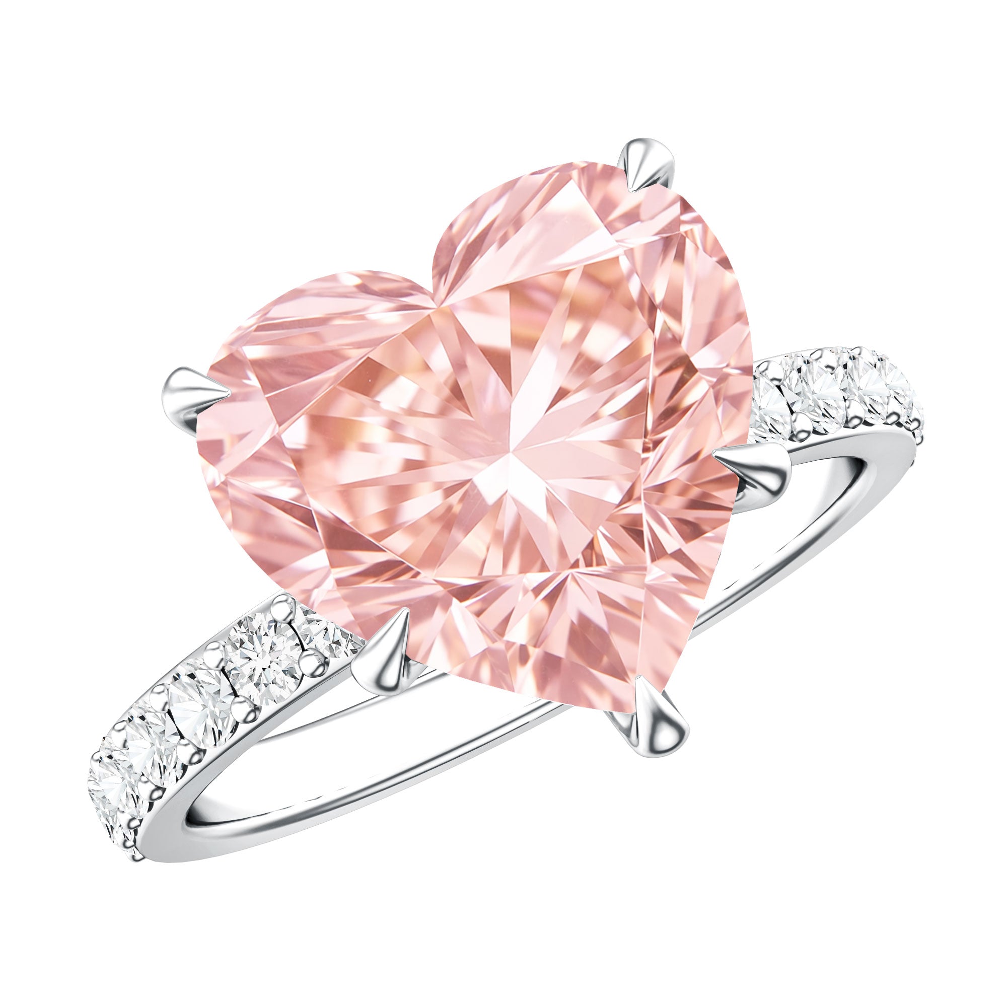 5 Carat Heart Shape Lab Grown Pink Diamond Huge Statement Ring with IGI Certificate Fancy Pink - VS1 - Rosec Jewels