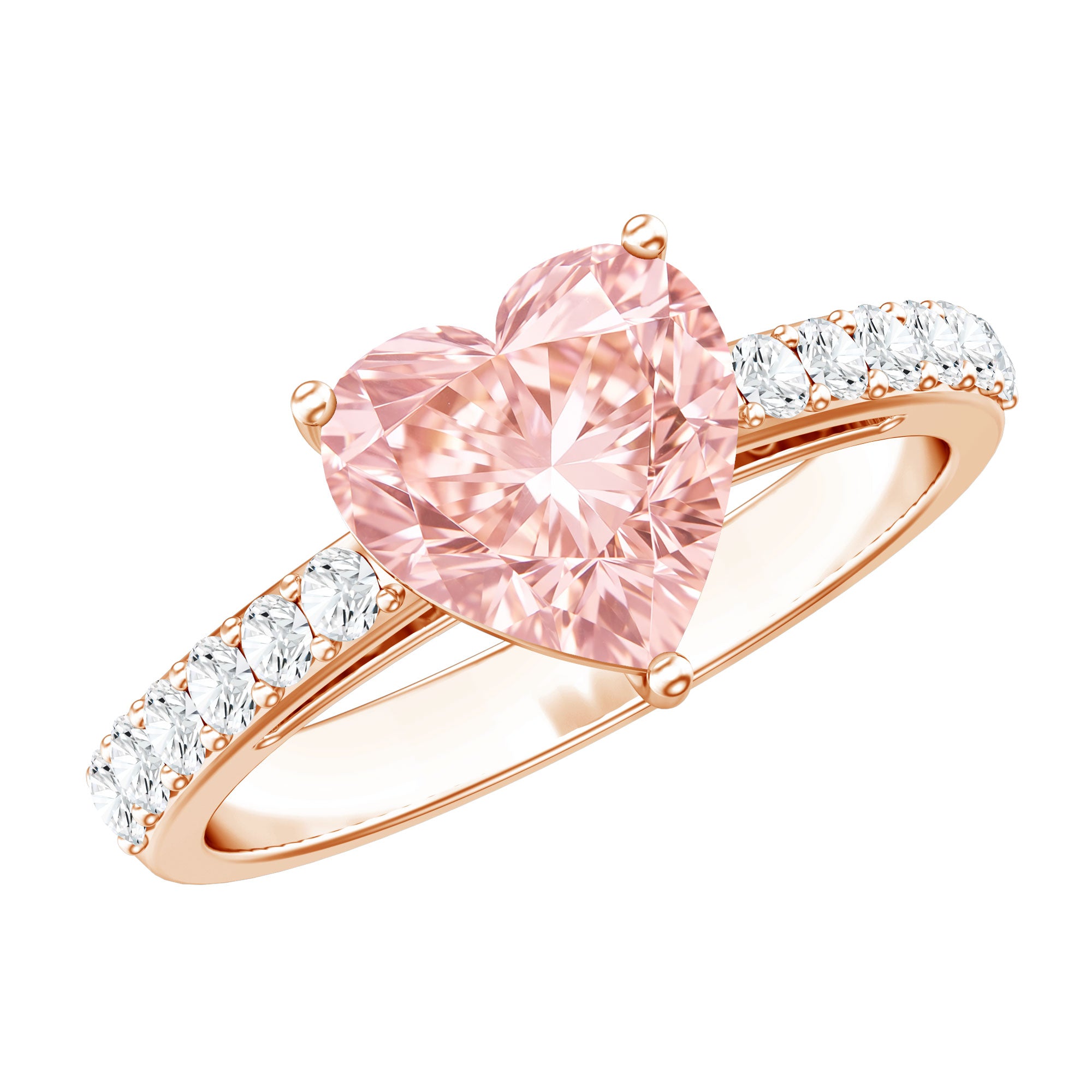 Lab Grown 2 Carat Pink Diamond Heart Engagement Ring with IGI Certificate Fancy Pink - VS1 - Rosec Jewels