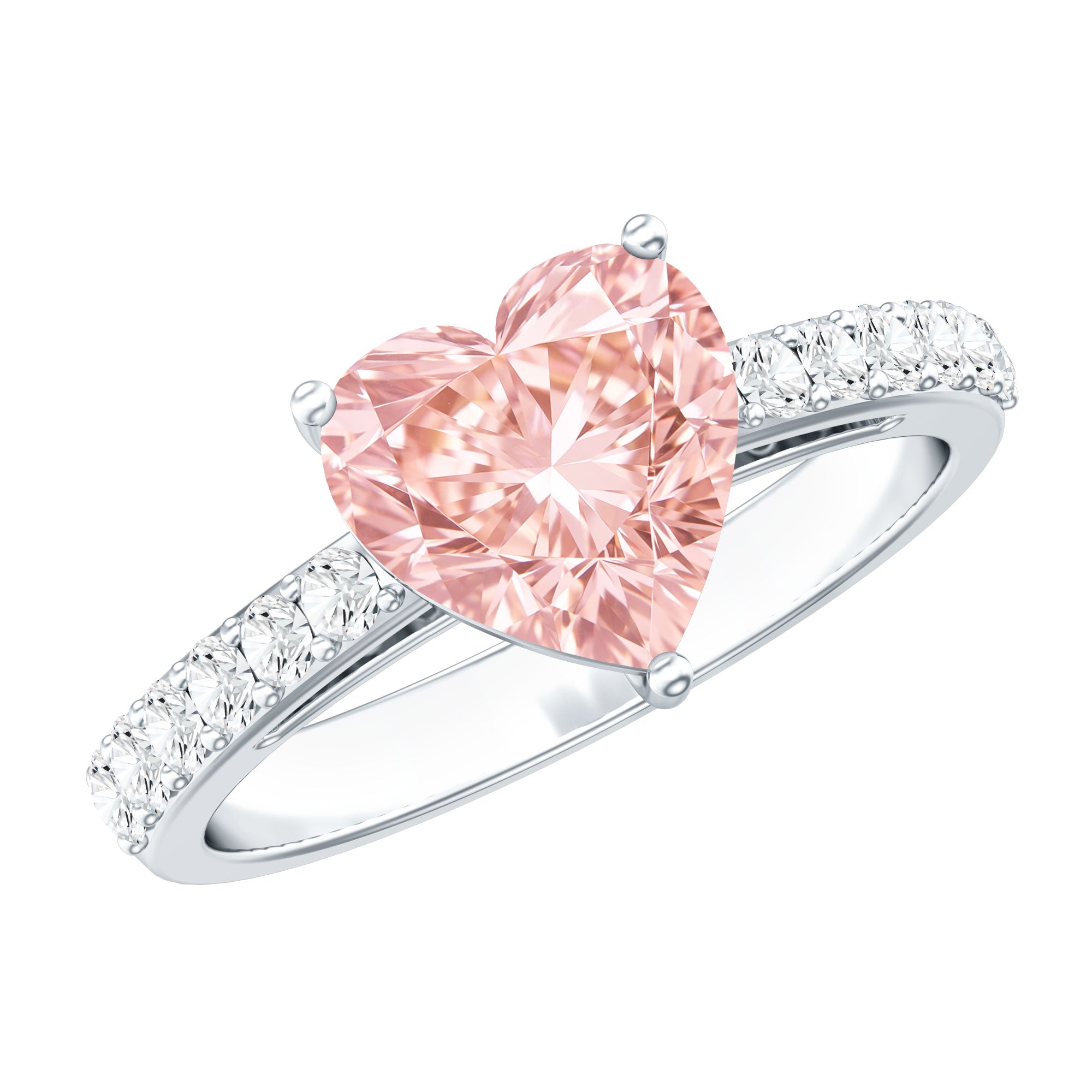 Lab Grown 2 Carat Pink Diamond Heart Engagement Ring with IGI Certificate Fancy Pink - VS1 - Rosec Jewels