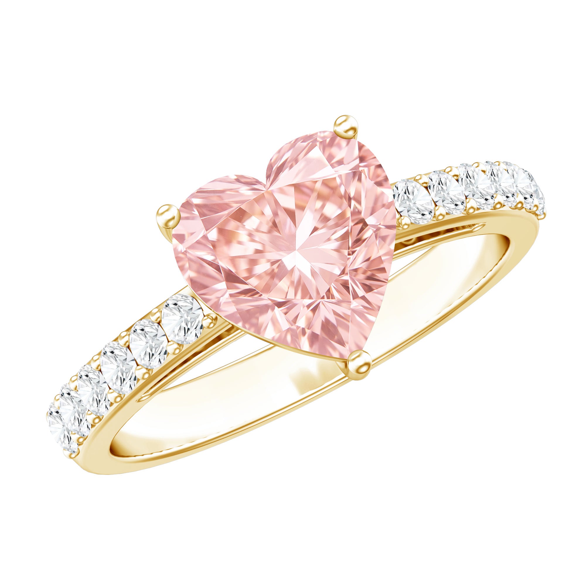 Lab Grown 2 Carat Pink Diamond Heart Engagement Ring with IGI Certificate Fancy Pink - VS1 - Rosec Jewels