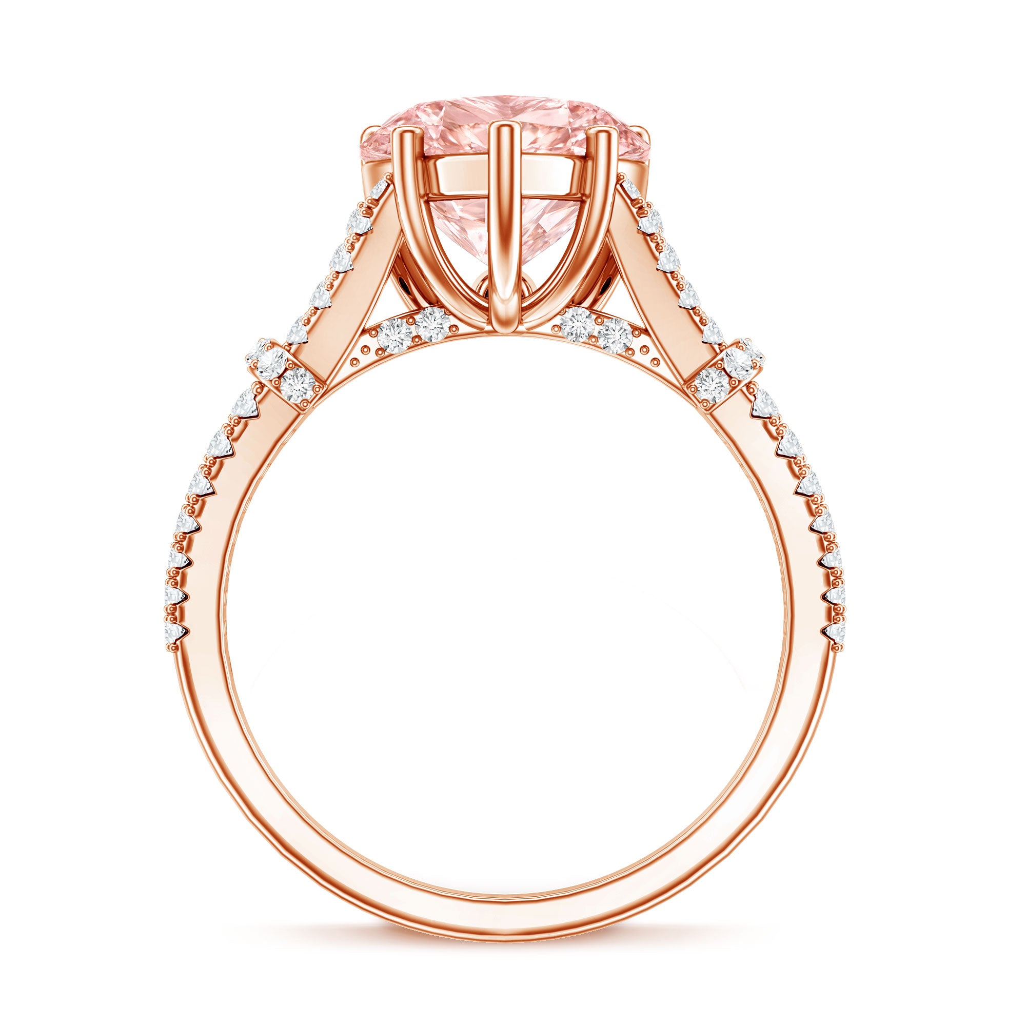 2 Carat IGI Certified Lab Grown Pink Diamond Heart Engagement Ring with Split Shank Fancy Pink - VS1 - Rosec Jewels
