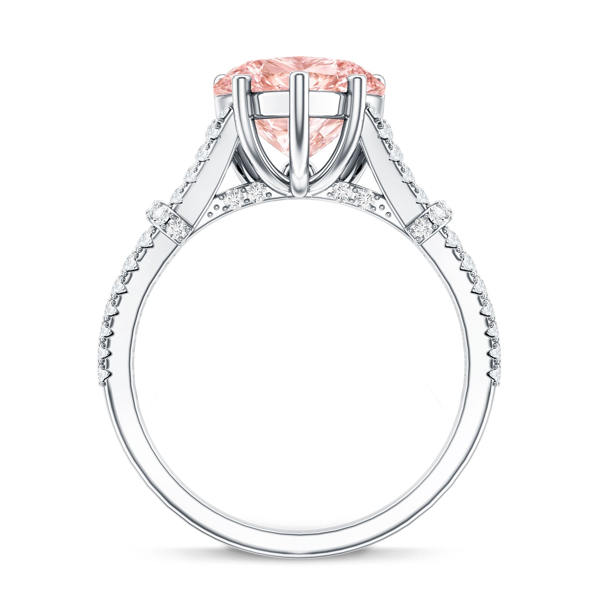 2 Carat IGI Certified Lab Grown Pink Diamond Heart Engagement Ring with Split Shank Fancy Pink - VS1 - Rosec Jewels