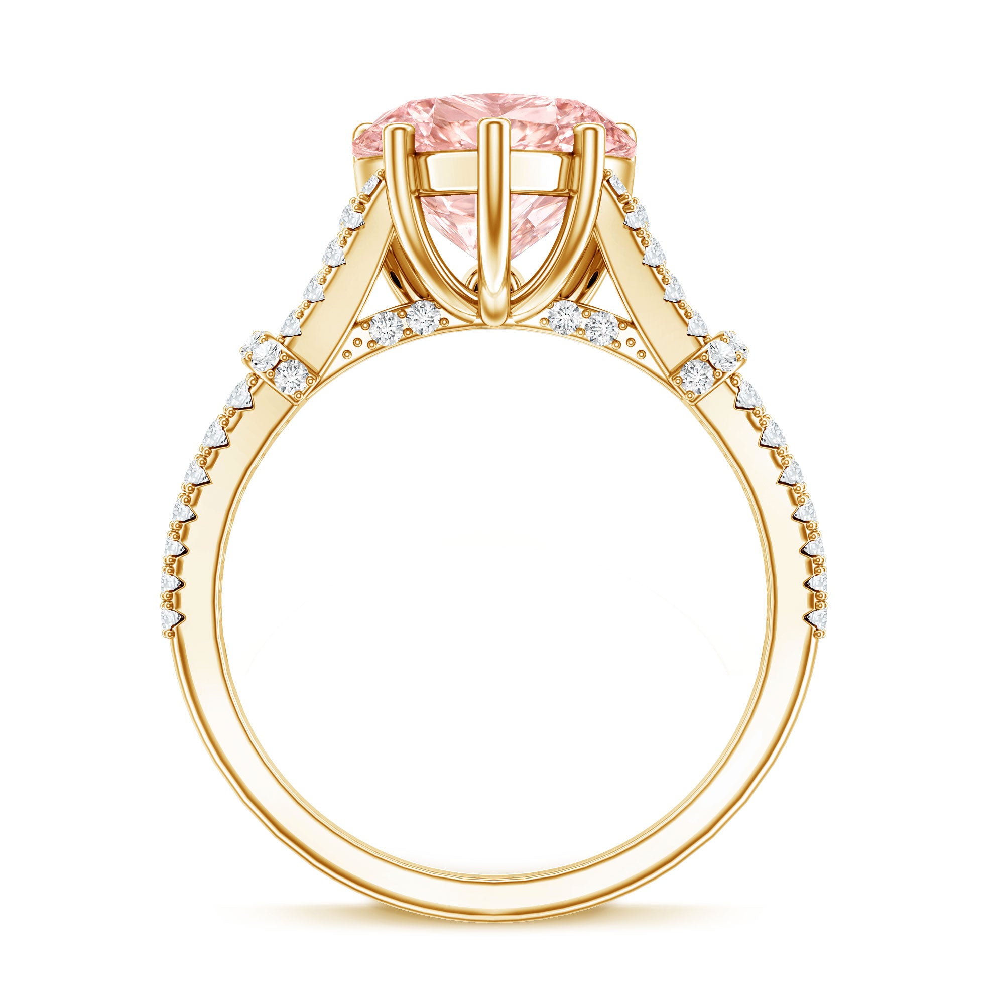 2 Carat IGI Certified Lab Grown Pink Diamond Heart Engagement Ring with Split Shank Fancy Pink - VS1 - Rosec Jewels