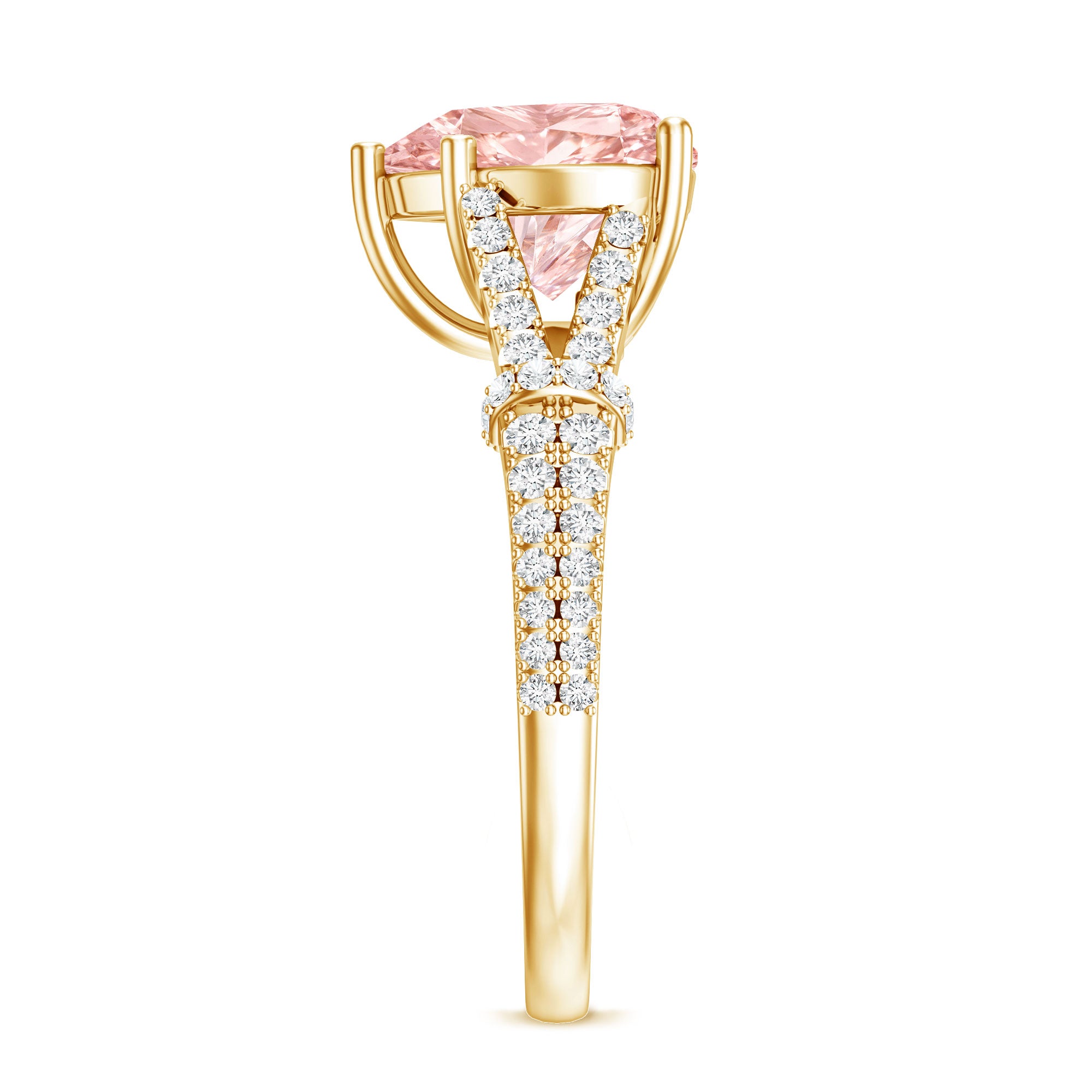 2 Carat IGI Certified Lab Grown Pink Diamond Heart Engagement Ring with Split Shank Fancy Pink - VS1 - Rosec Jewels