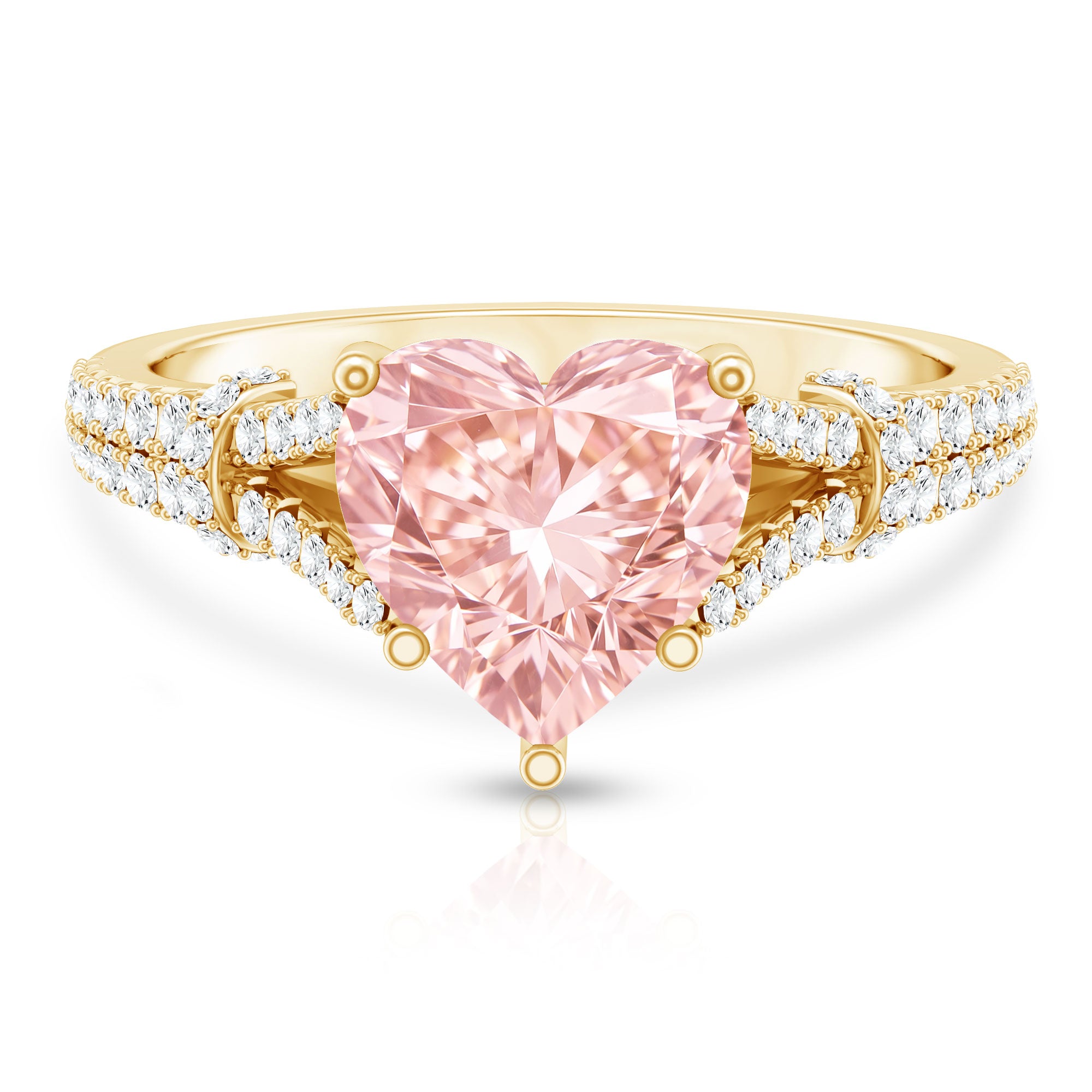 2 Carat IGI Certified Lab Grown Pink Diamond Heart Engagement Ring with Split Shank Fancy Pink - VS1 - Rosec Jewels
