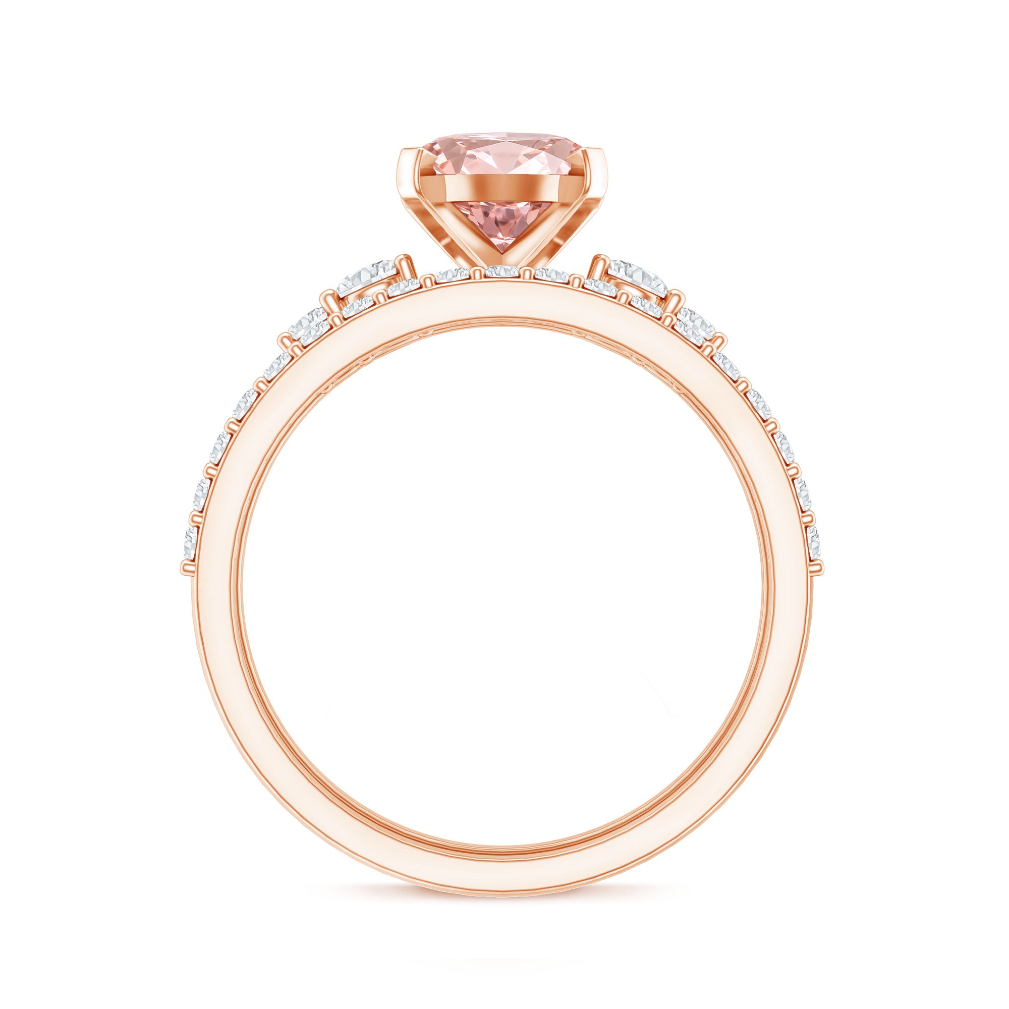 Rosec Jewels-2 Carat Lab Grown Pink Diamond Oval Bridal Ring Set with IGI Certificate