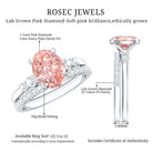 Rosec Jewels-2 Carat Lab Grown Pink Diamond Oval Bridal Ring Set with IGI Certificate