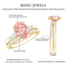 Rosec Jewels-2 Carat Lab Grown Pink Diamond Oval Bridal Ring Set with IGI Certificate
