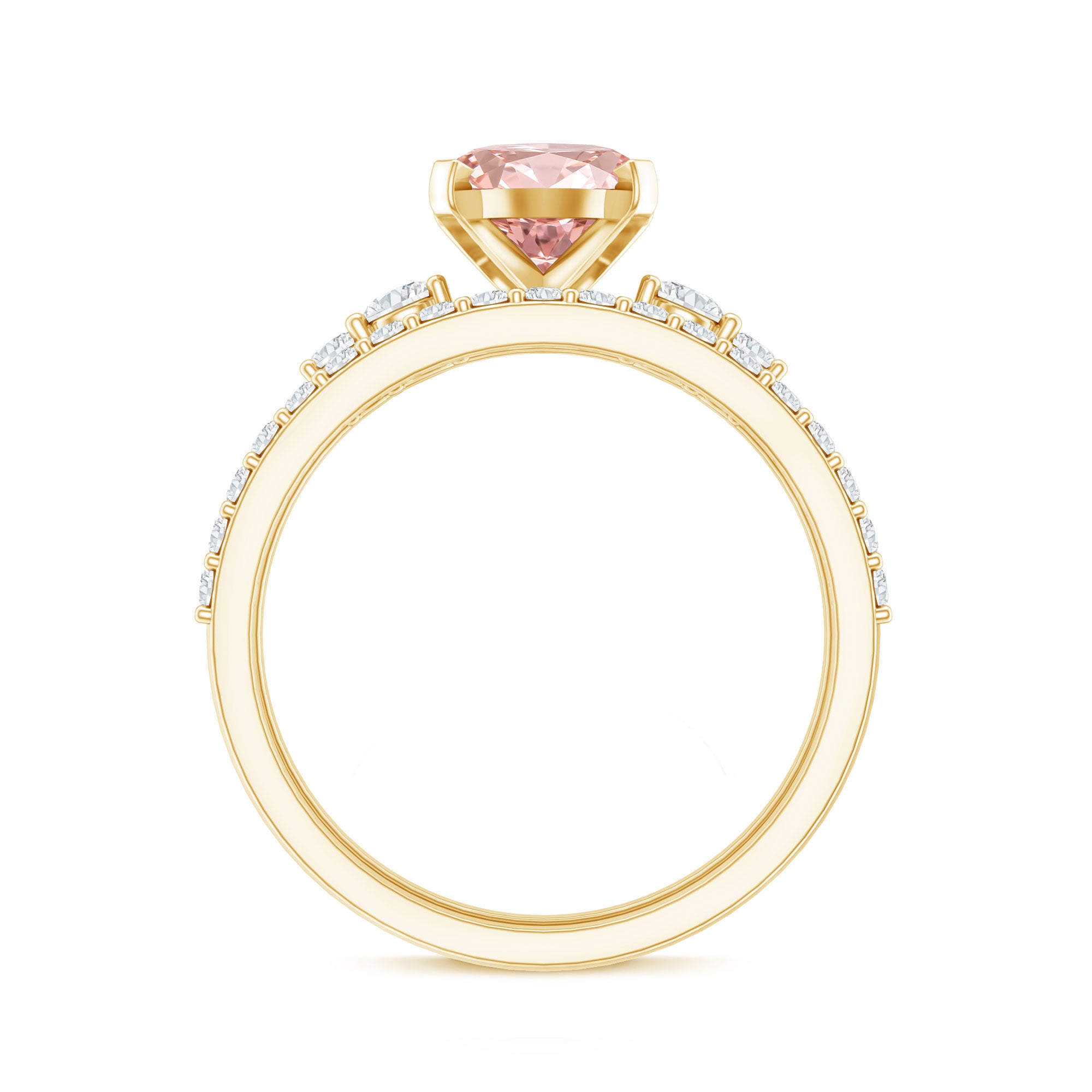 Rosec Jewels-2 Carat Lab Grown Pink Diamond Oval Bridal Ring Set with IGI Certificate