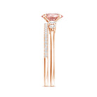 Rosec Jewels-IGI Certified 1 Carat Lab Grown Pink and White Diamond Oval Engagement Ring Set
