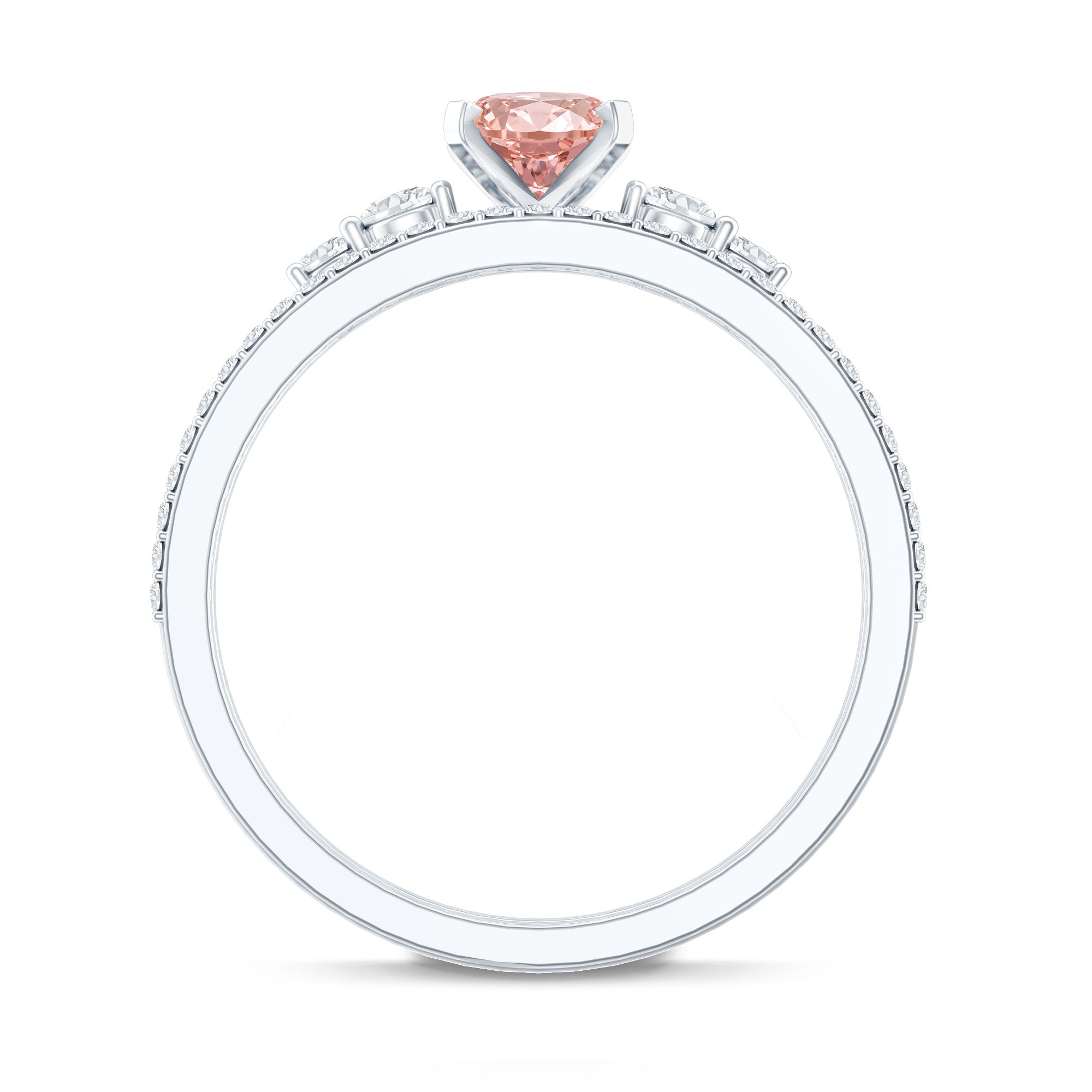 Rosec Jewels-IGI Certified 1 Carat Lab Grown Pink and White Diamond Oval Engagement Ring Set