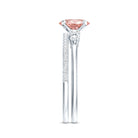 Rosec Jewels-IGI Certified 1 Carat Lab Grown Pink and White Diamond Oval Engagement Ring Set