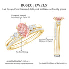 Rosec Jewels-IGI Certified 1 Carat Lab Grown Pink and White Diamond Oval Engagement Ring Set