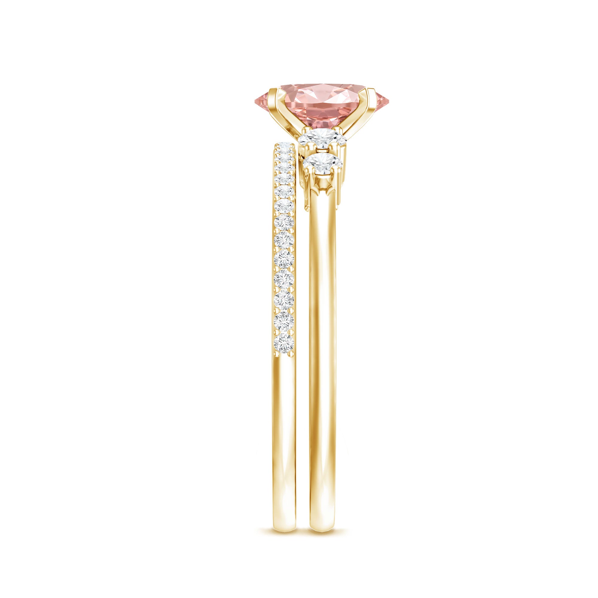 Rosec Jewels-IGI Certified 1 Carat Lab Grown Pink and White Diamond Oval Engagement Ring Set
