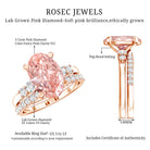 Rosec Jewels-IGI Certified 3 Carat Oval Shape Lab Pink Diamond Wedding Bridal Ring Set of 2