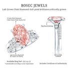 Rosec Jewels-IGI Certified 3 Carat Oval Shape Lab Pink Diamond Wedding Bridal Ring Set of 2