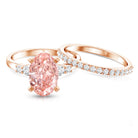Rosec Jewels-IGI Certified 4 Carat Lab Grown Pink Diamond Oval Engagement Ring with Band