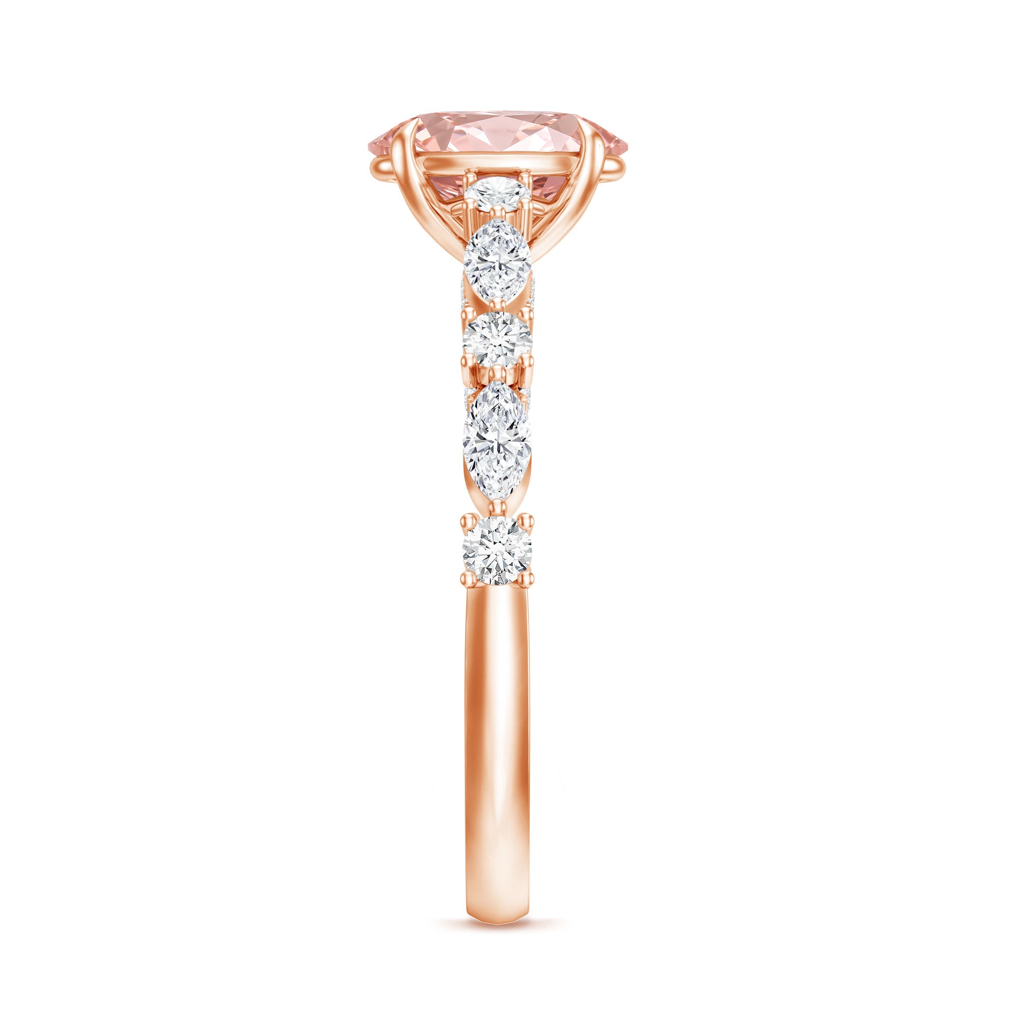 1 Carat Oval Lab Grown Pink Diamond Engagement Ring IGI Certified Fancy Pink - VS1 - Rosec Jewels