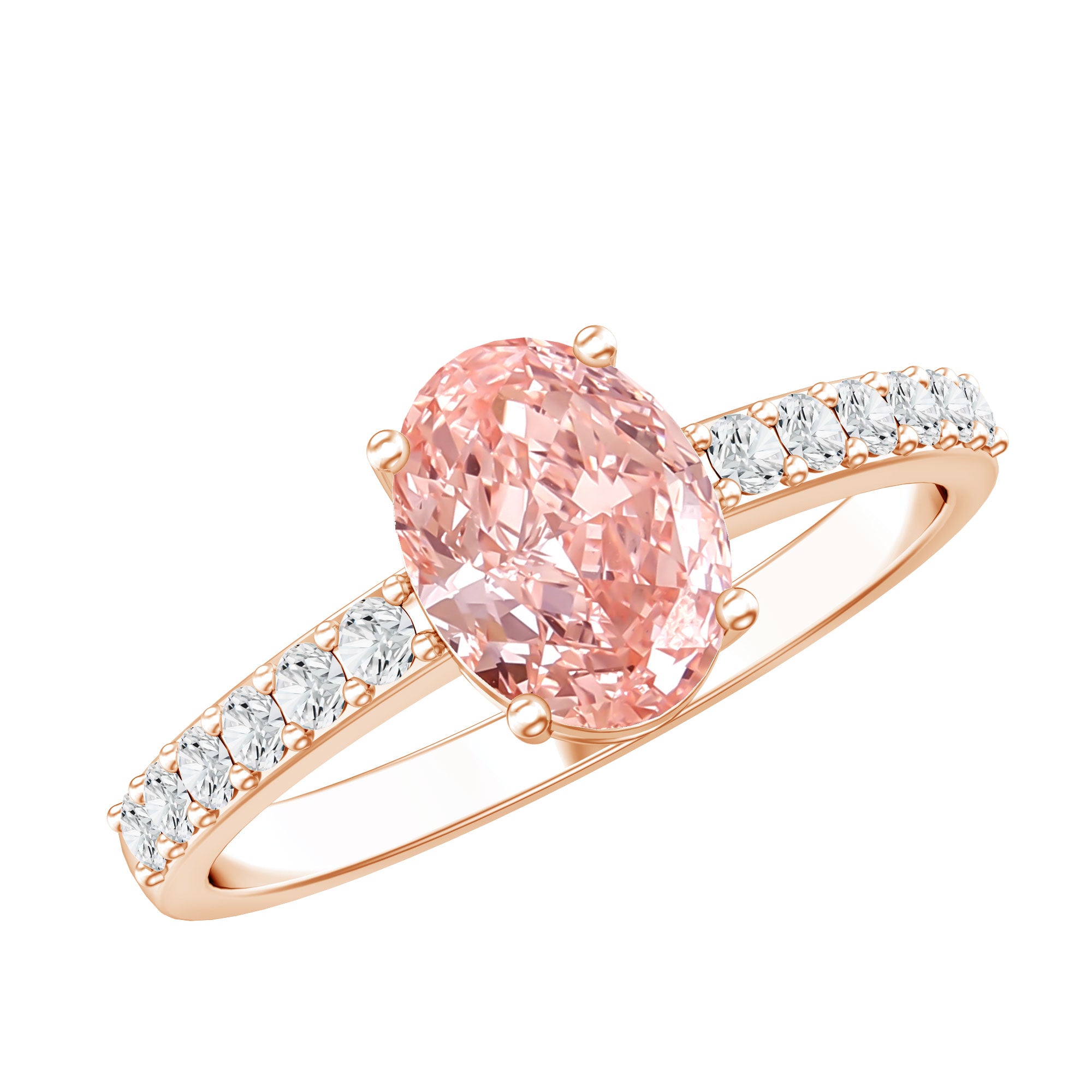 IGI Certified 1 Carat Lab Grown Pink Diamond Oval Engagement Ring for Women Fancy Pink - VS1 - Rosec Jewels
