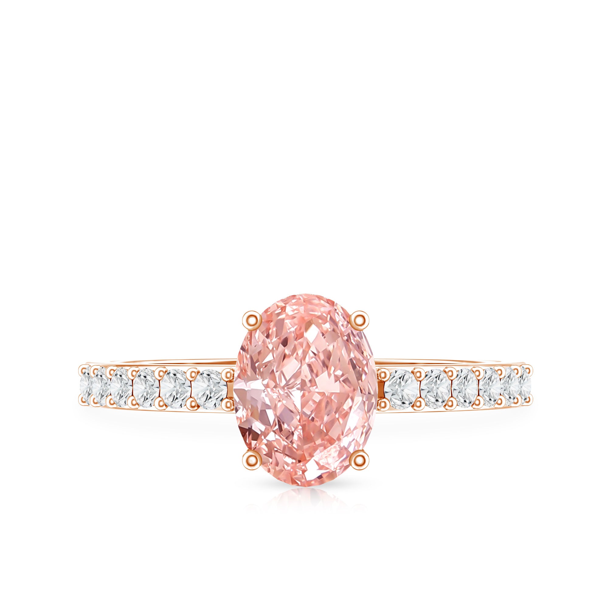 IGI Certified 1 Carat Lab Grown Pink Diamond Oval Engagement Ring for Women Fancy Pink - VS1 - Rosec Jewels