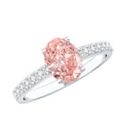 IGI Certified 1 Carat Lab Grown Pink Diamond Oval Engagement Ring for Women Fancy Pink - VS1 - Rosec Jewels