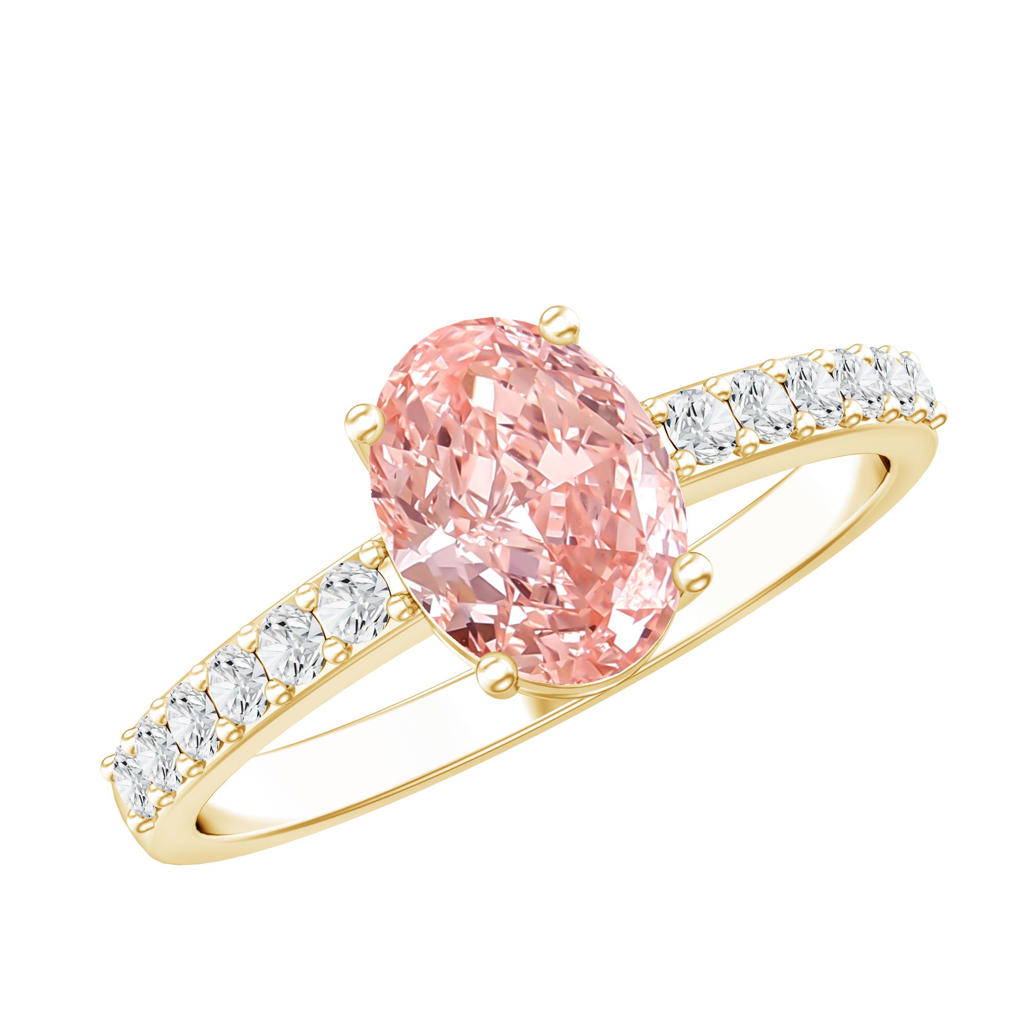 IGI Certified 1 Carat Lab Grown Pink Diamond Oval Engagement Ring for Women Fancy Pink - VS1 - Rosec Jewels