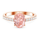 Rosec Jewels-IGI Certified 2 Carat Lab Grown Oval Pink Diamond Engagement Ring with Side Stones