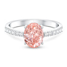 Rosec Jewels-IGI Certified 2 Carat Lab Grown Oval Pink Diamond Engagement Ring with Side Stones